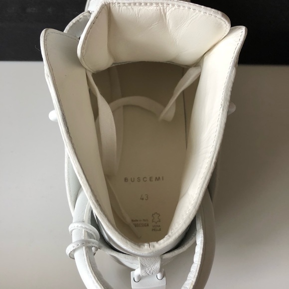 100mm White Buscemi hi tops - Picture 4 of 7